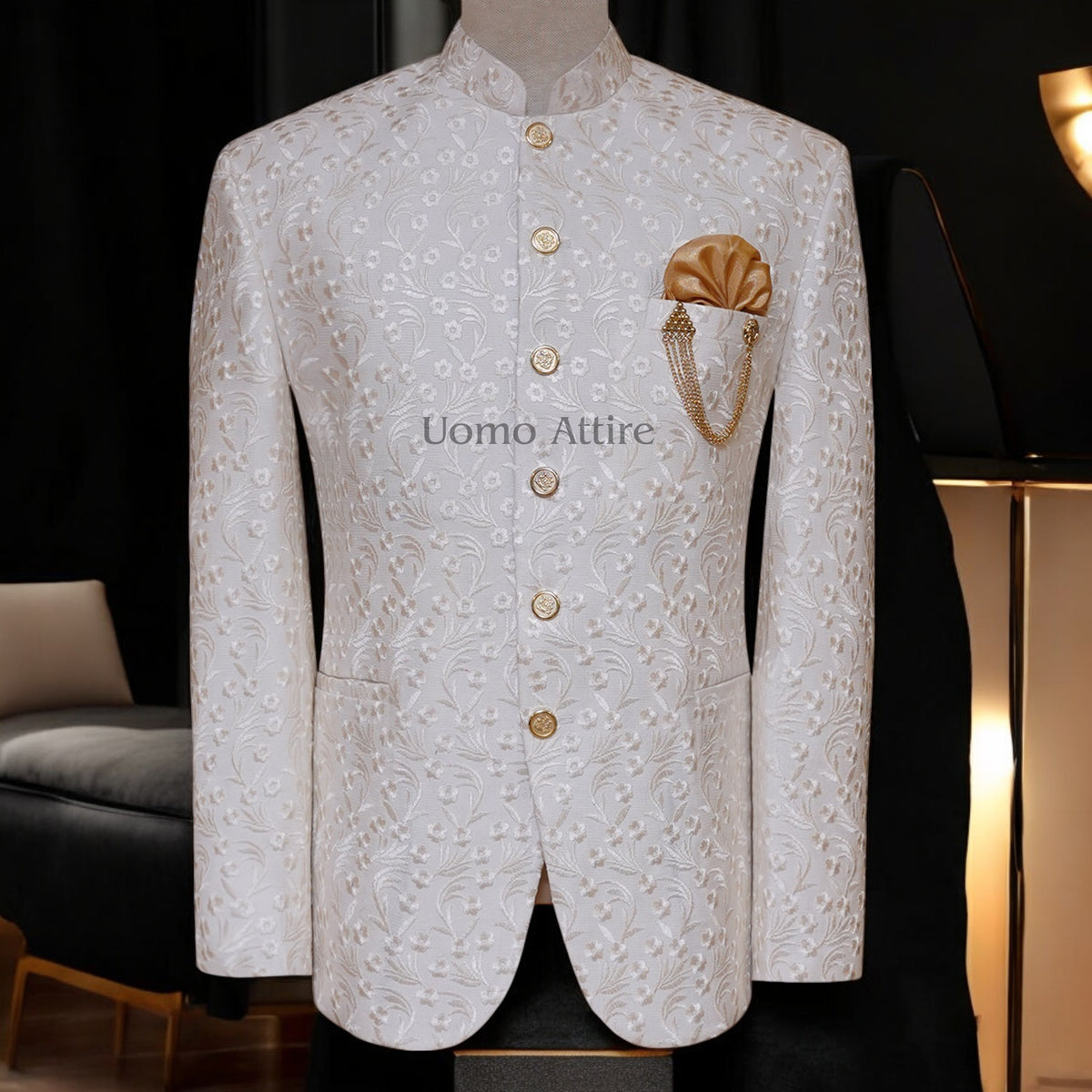 Luxurious Off-White Prince Coat with Embroidered Fabric – Perfect for Special Occasions