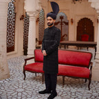 Jet Black Hand-Embellished Sherwani – A Statement of Royalty