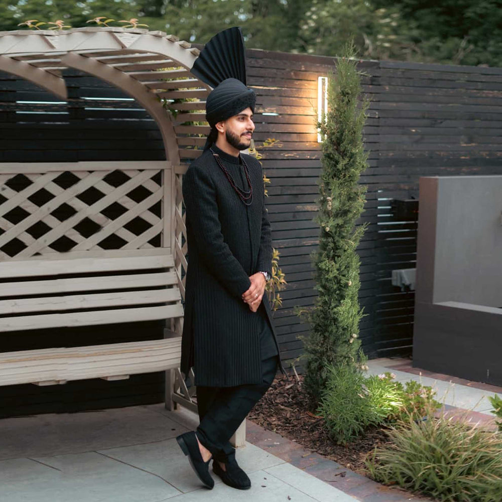 Premium Groom Sherwani with Black Jewelry Work