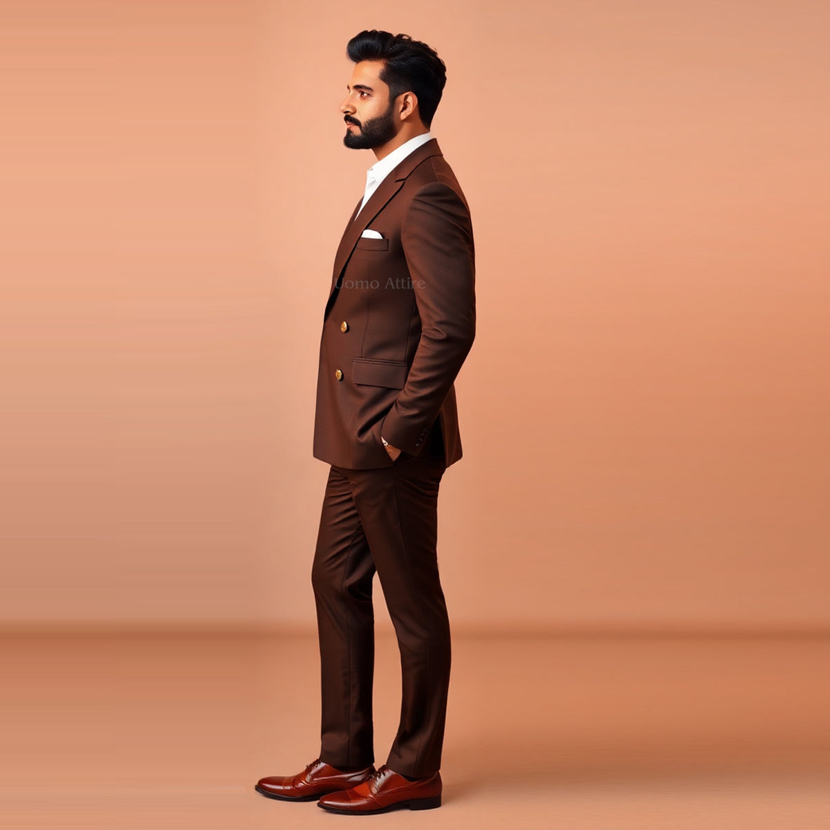 Chocolate Brown Double-Breasted Suit – Uomo Attire
