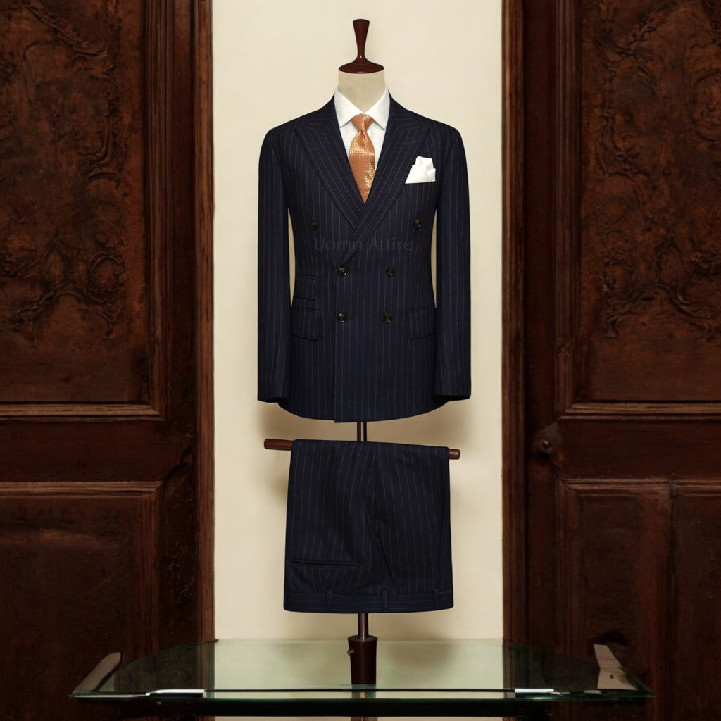 Elevate your look with our blue pinstripe 2 piece suit for men