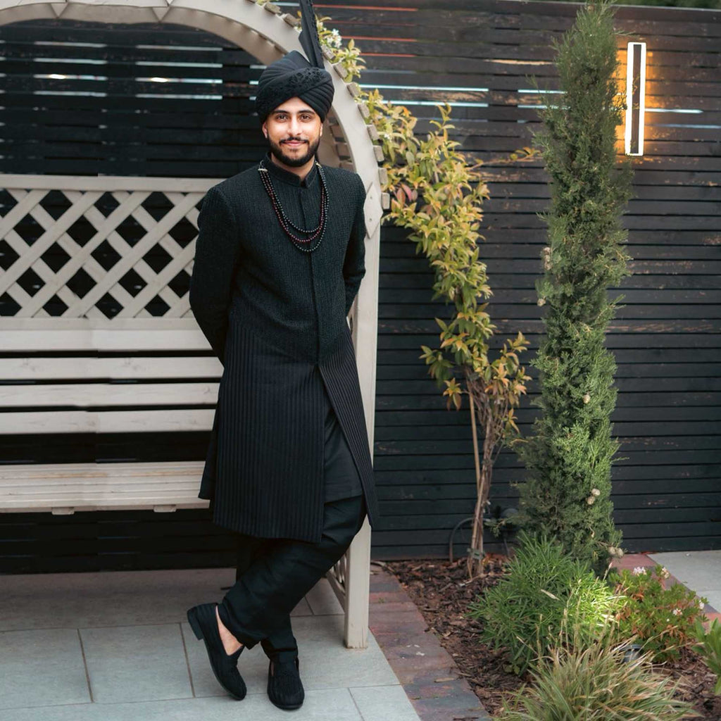 Premium Groom Sherwani with Black Jewelry Work