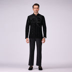 Opulent Black Velvet Prince Two Piece Suit With Intricate Embellishments