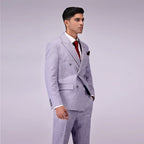 Luxurious Linen Double-Breasted Two Piece Suit For Men's