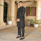 Custom Made Luxury Black Fully Embellished Sherwani for Groom