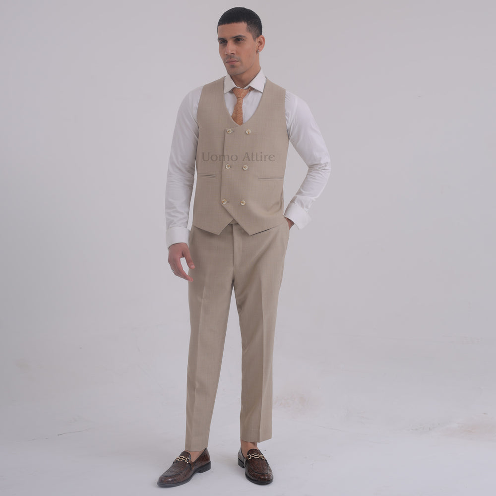 
                  
                    Beige Custom-Made Men's Three-Piece Suit
                  
                