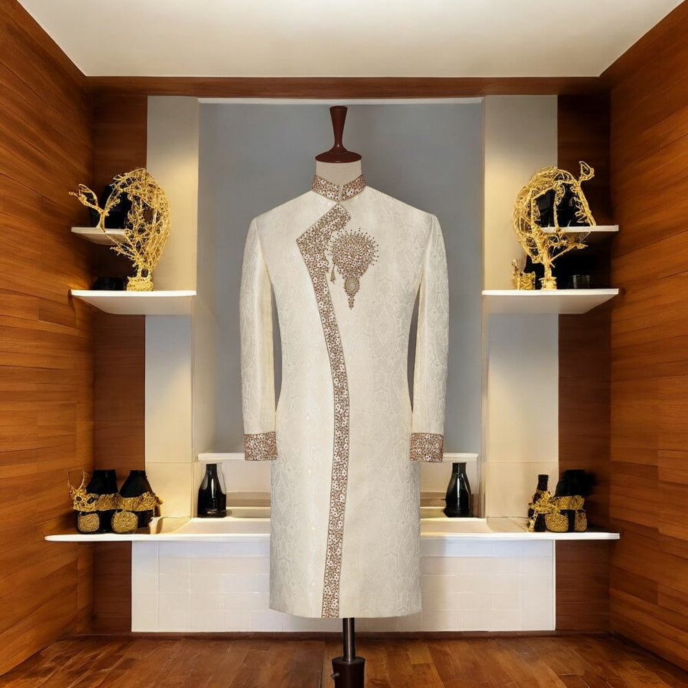 
                  
                    Wedding Off-White Sherwani for Groom
                  
                