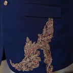 Wedding wear navy blue prince coat with micro embellishments | Navy blue prince coat for groom 3