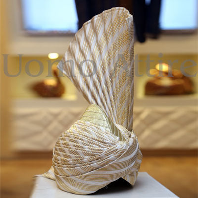 
                  
                    White and Golden Contrast Aitchison Turban
                  
                