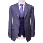 Windowpane Checkered Bespoke Gray 3 Piece Suit