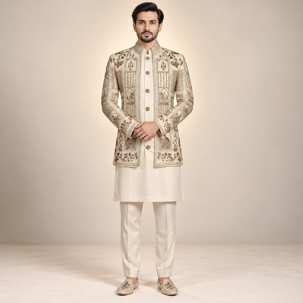 Designer Hand Embellished Luxury Prince Coat