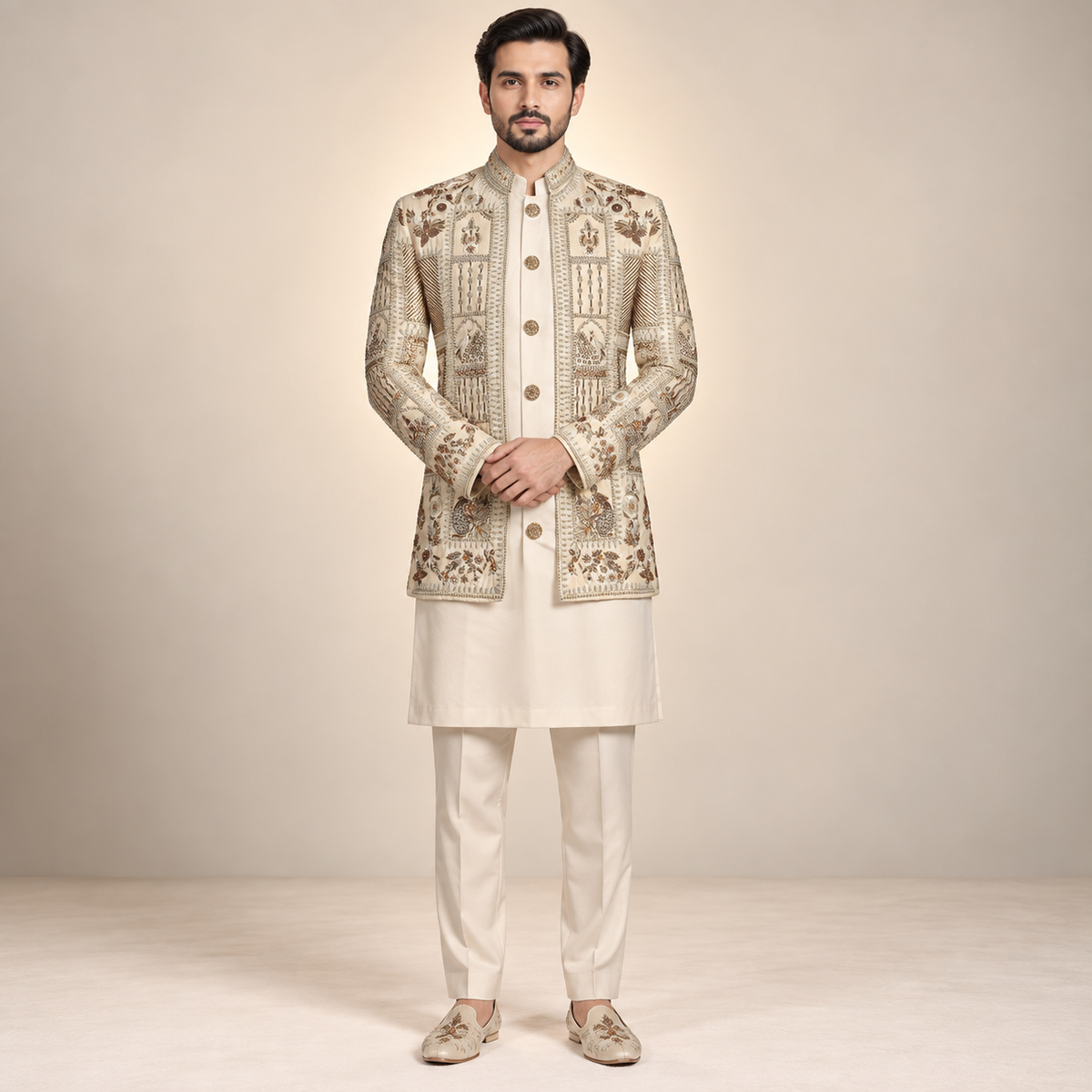 Designer Hand Embellished Luxury Prince Coat