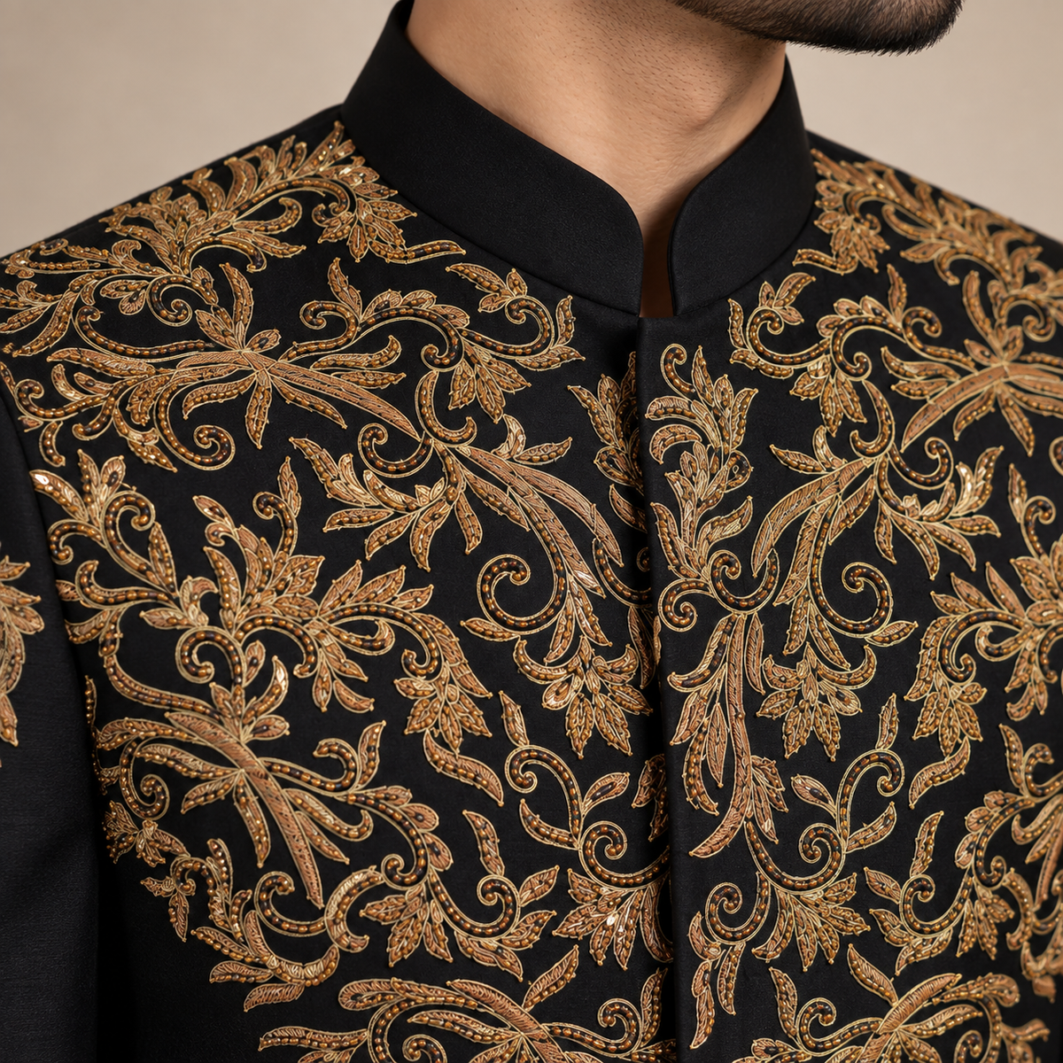 Cappotto principe nero micro impreziosito personalizzato 