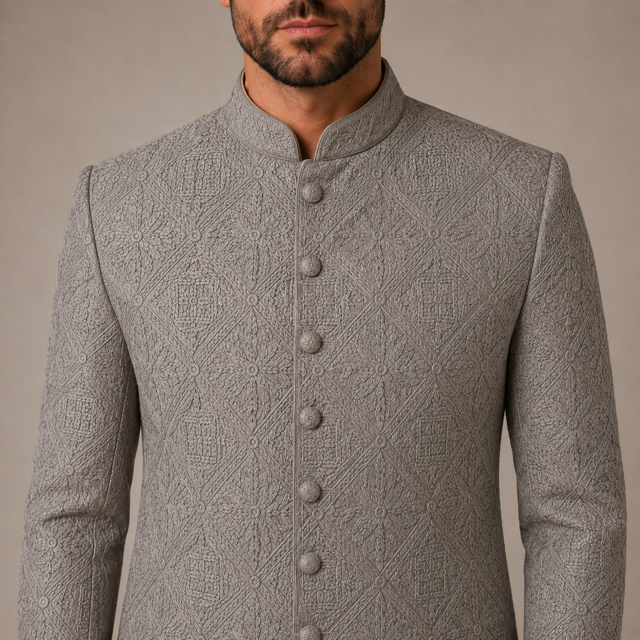
                  
                    Grey Embroidered Sherwani for Men
                  
                