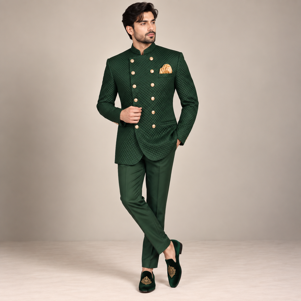 Deep green prince coat design with soft padding