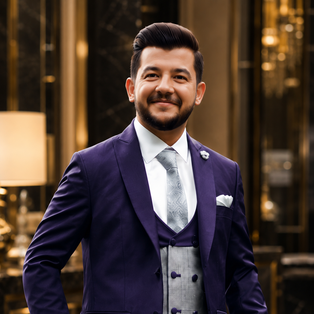 Deep Plum Super 180's Cashmere 3-Piece Suit Worn by Mr. Kamal Haider