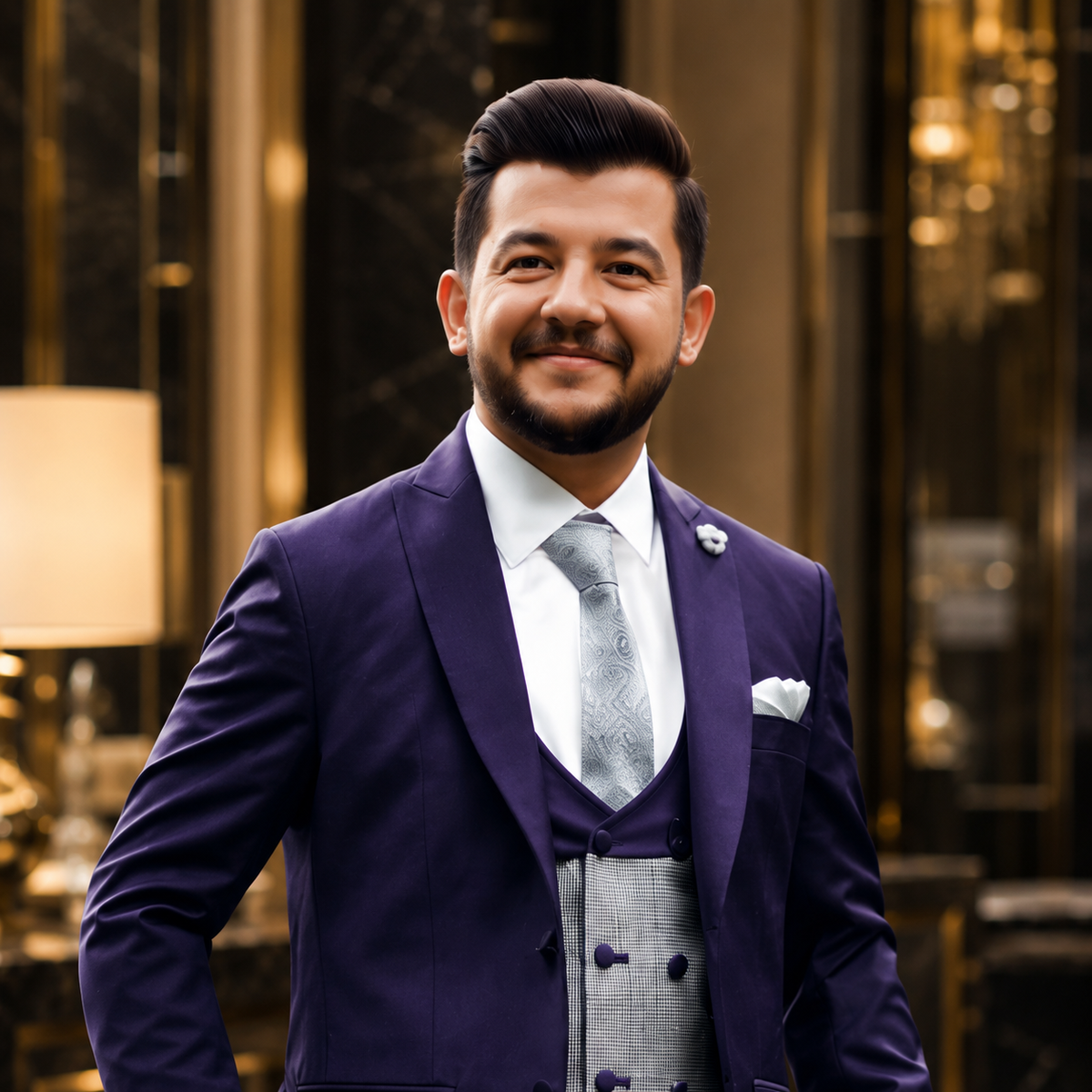 Deep Plum Super 180's Cashmere 3-Piece Suit Worn by Mr. Kamal Haider