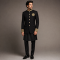 Black Pure Embroidered Prince Coat for Groom