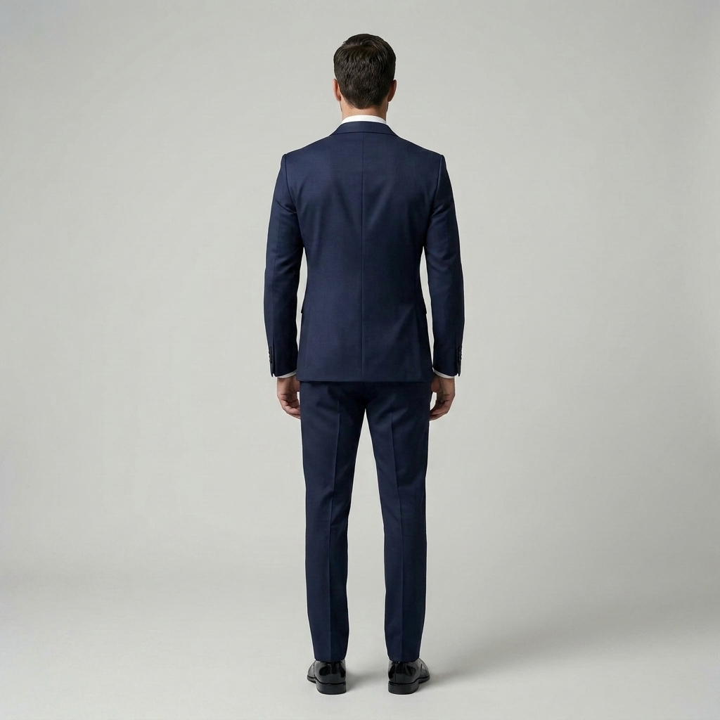 
                  
                    Men's Bespoke Navy Blue Tuxedo with Satin Lapel
                  
                