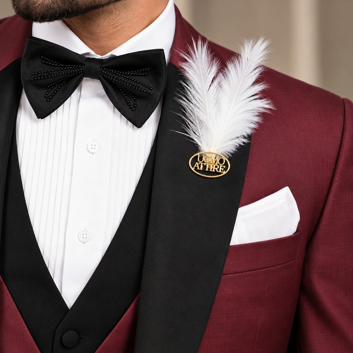 Maroon 3 Piece Tuxedo for Men in Italian Tropical Wool