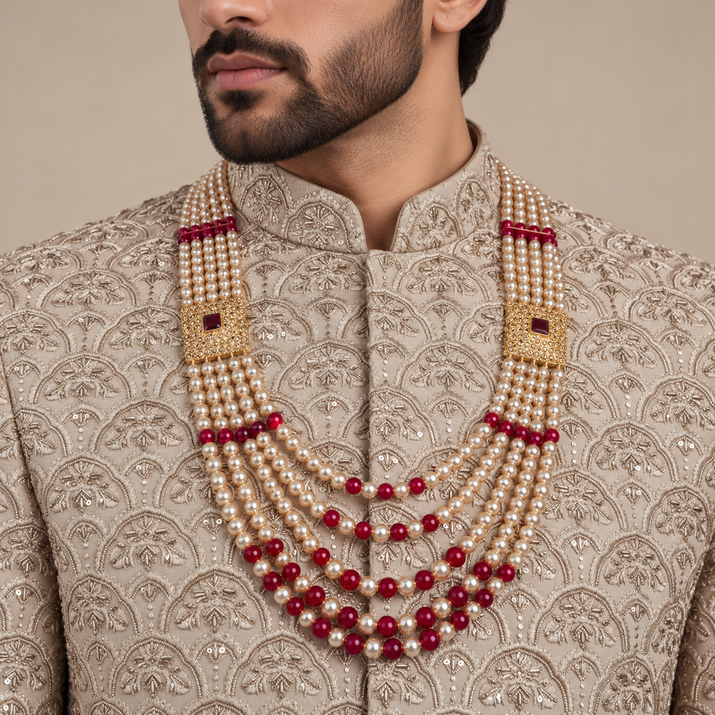 Luxury Champagne Beige Fully Embellished Sherwani for Men | Premium Designer Groom Wear for Wedding & Barat – Uomo Attire