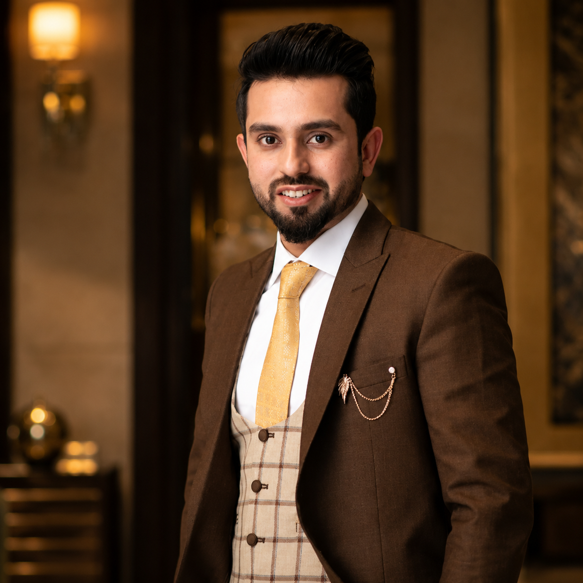 Dark Brown Super 150's Italian Wool Suit Worn by Mr. Adil Sajjad