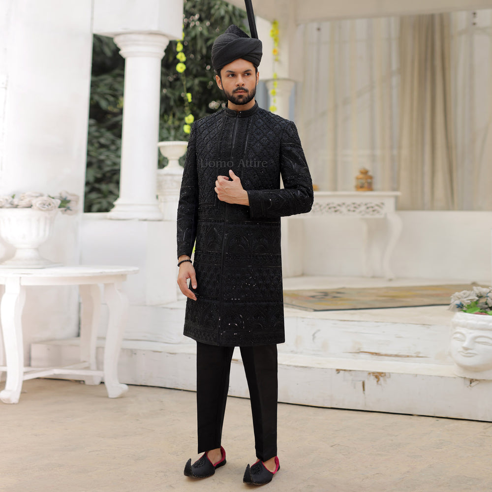 black-sherwani-forgroom