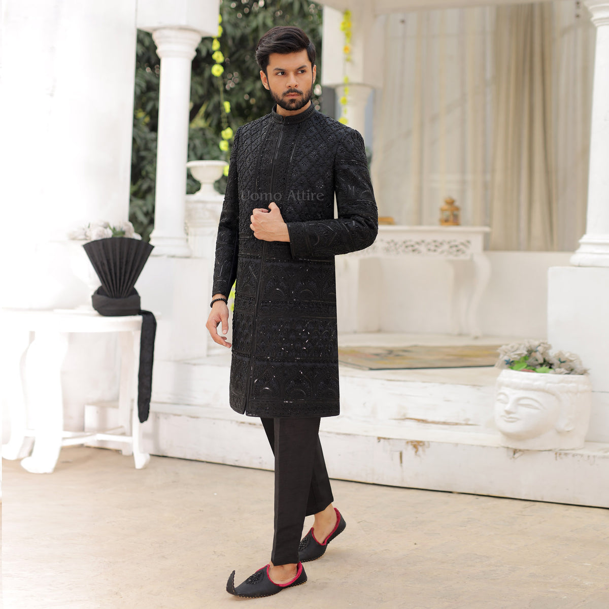 black-sherwani