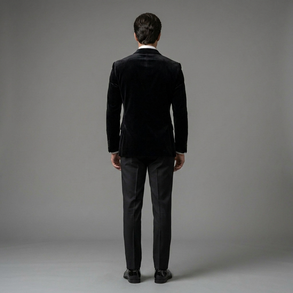 Custom Black Velvet Double-Breasted Tuxedo Jacket