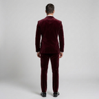 Custom Burgundy Velvet Double-Breasted Tuxedo Jacket
