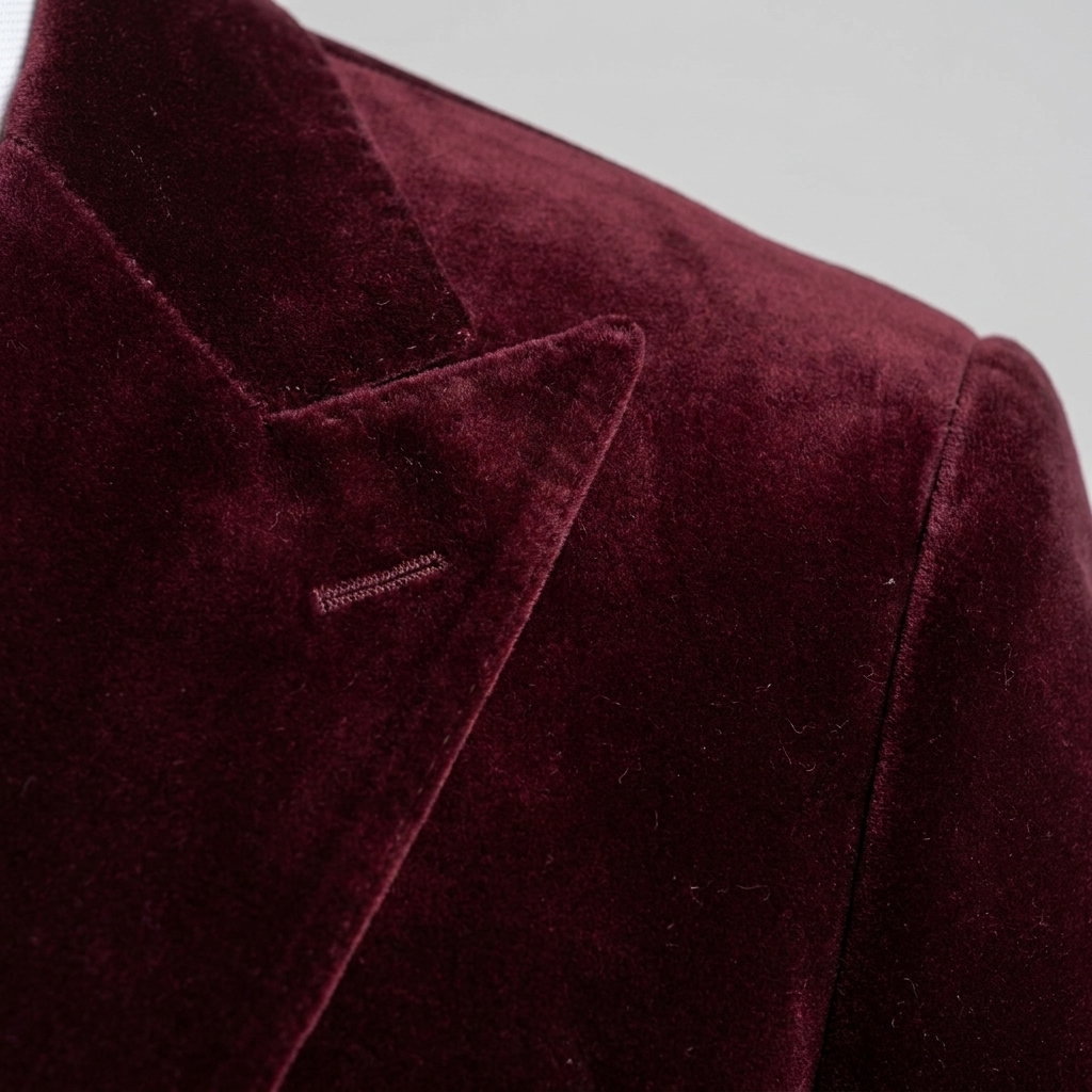 Custom Burgundy Velvet Double-Breasted Tuxedo Jacket