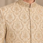 Luxury Light Golden Embroidered Sherwani with Hand Embellishment for Groom