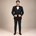 Black Tuxedo for Groom in Hand Embellished Moonlight Fabric