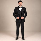Black Tuxedo for Groom in Hand Embellished Moonlight Fabric