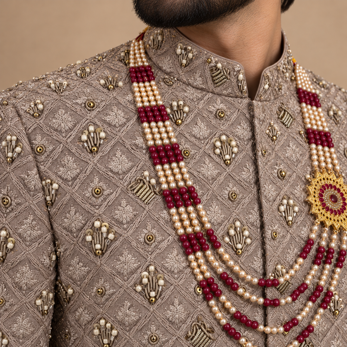 Luxury Ethnic Sherwani for Men with Naqshi and Kora Craftsmanship