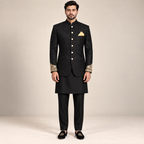 Jet Black Luxury Prince Suit for Groom and Groomsmen