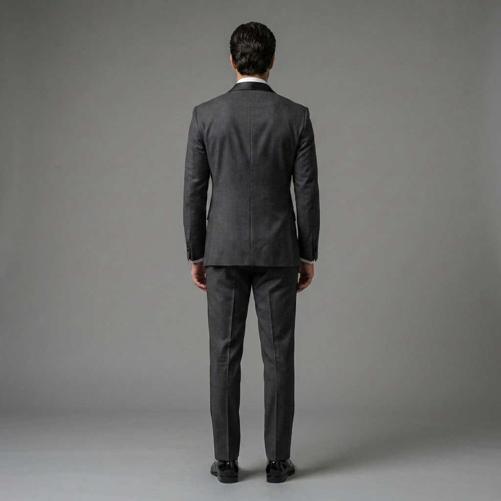 Custom Charcoal Grey Double-Breasted Tuxedo Jacket