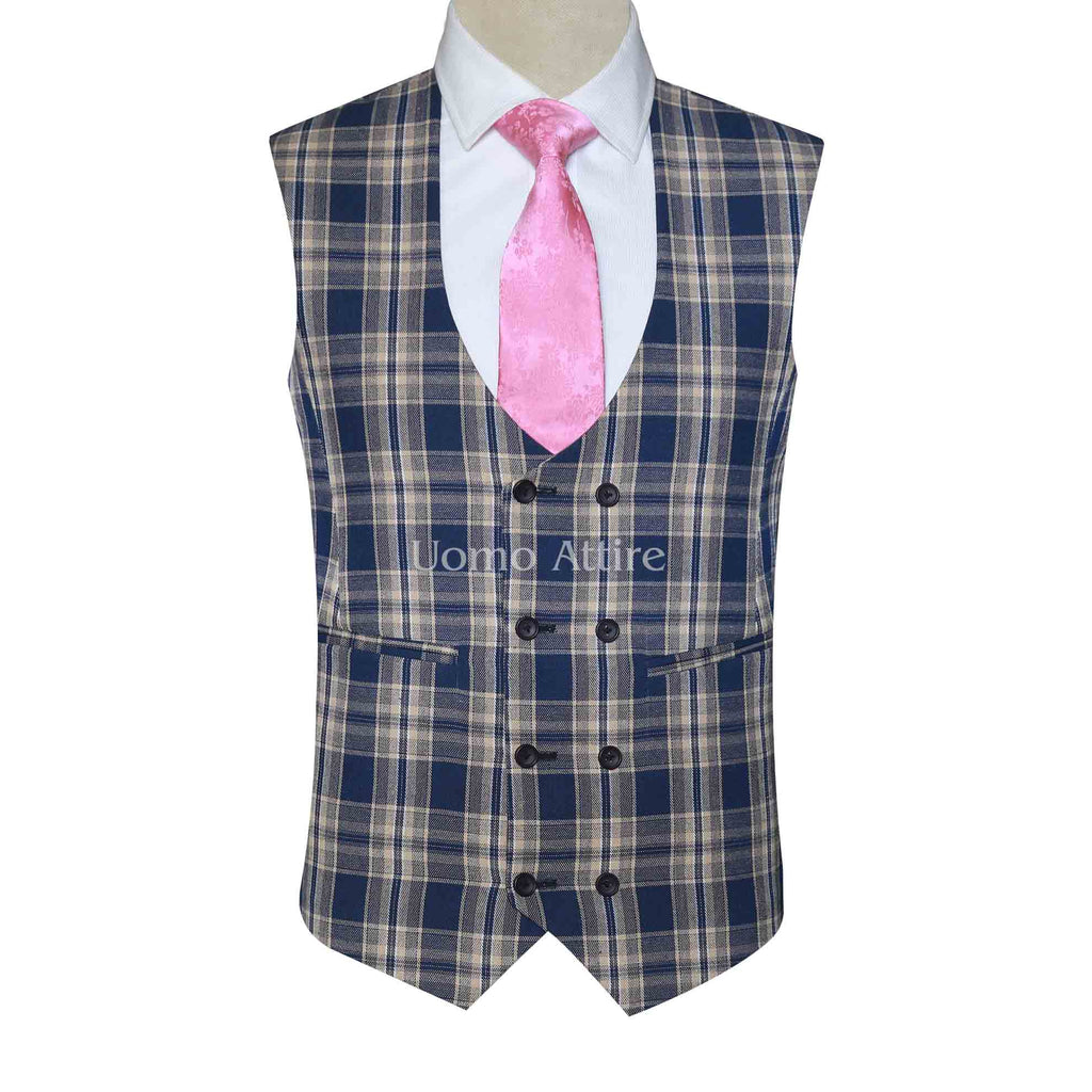 checked waiscoat 3 piece suit