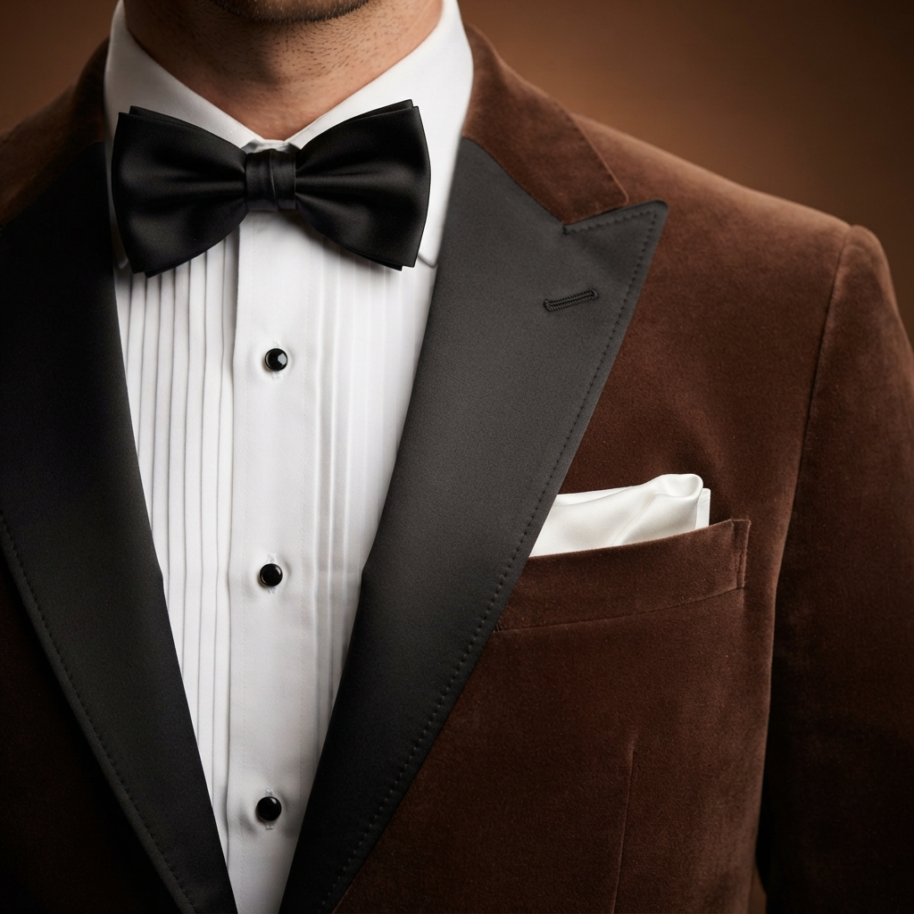 
                  
                    Custom Men's Brown Tuxedo Jacket with Black Satin Lapel
                  
                