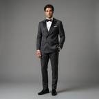 Custom Charcoal Grey Double-Breasted Tuxedo Jacket