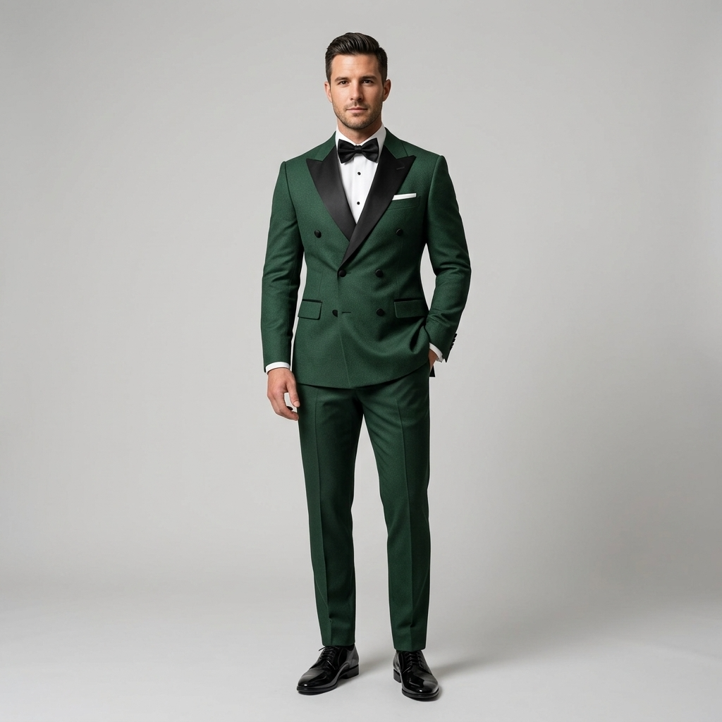 Custom Forest Green Double-Breasted Tuxedo Jacket