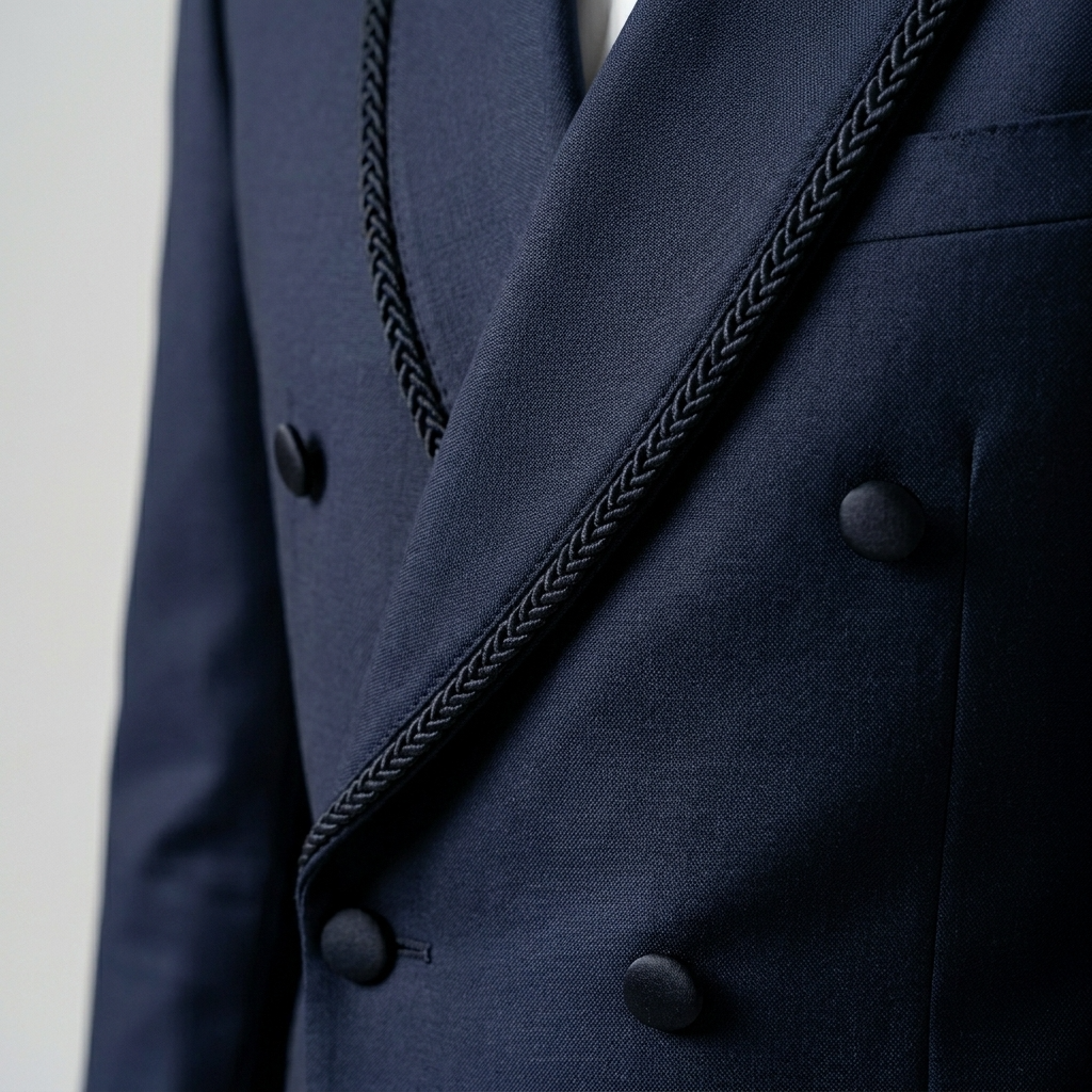 Custom Midnight Blue Double Breasted Tuxedo Jacket
