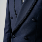 Custom Midnight Blue Double Breasted Tuxedo Jacket