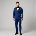 Custom Royal Blue Double-Breasted Tuxedo Jacket