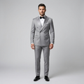 Custom Silver Grey Double-Breasted Tuxedo Jacket