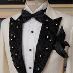Peak Lapel White Designer Groom Tuxedo Suit | White Tuxedo Suit for Groom