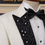 Peak Lapel White Designer Groom Tuxedo Suit | White Tuxedo Suit for Groom