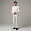Custom White Double-Breasted Tuxedo Jacket