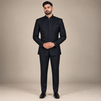 Luxury Black Prince Coat with Black Embellishments