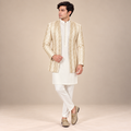 Men's Luxury Off-White Embroidered Prince Coat with White Kurta